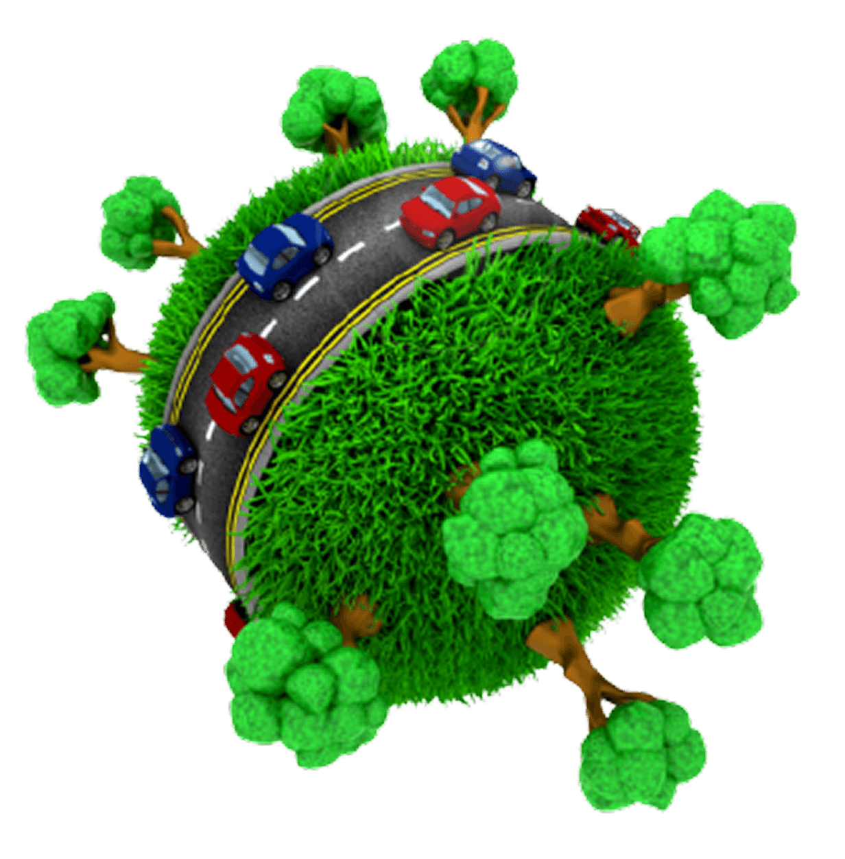 Illustration of a low-carbon planet with clean transport and green spaces